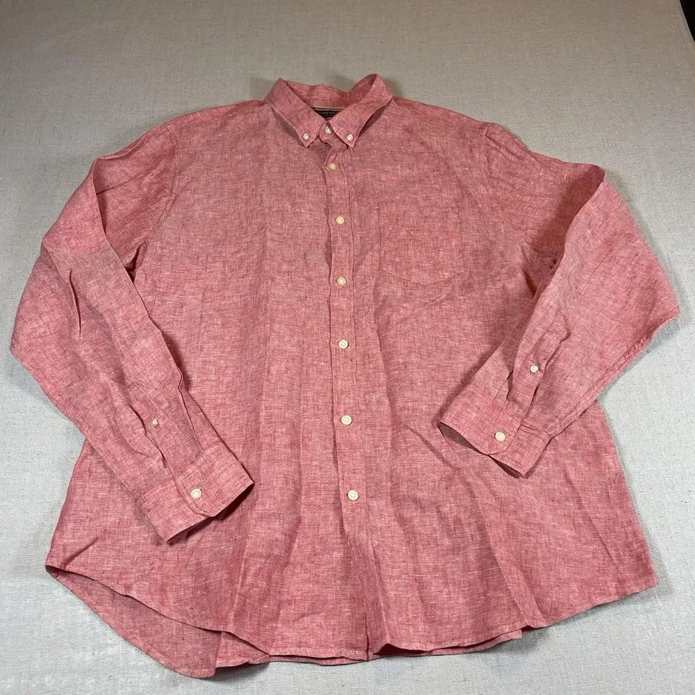 Banana Republic 100% Linen Camden Fit Long‎ Sleeve Button Shirt Men's Size XL